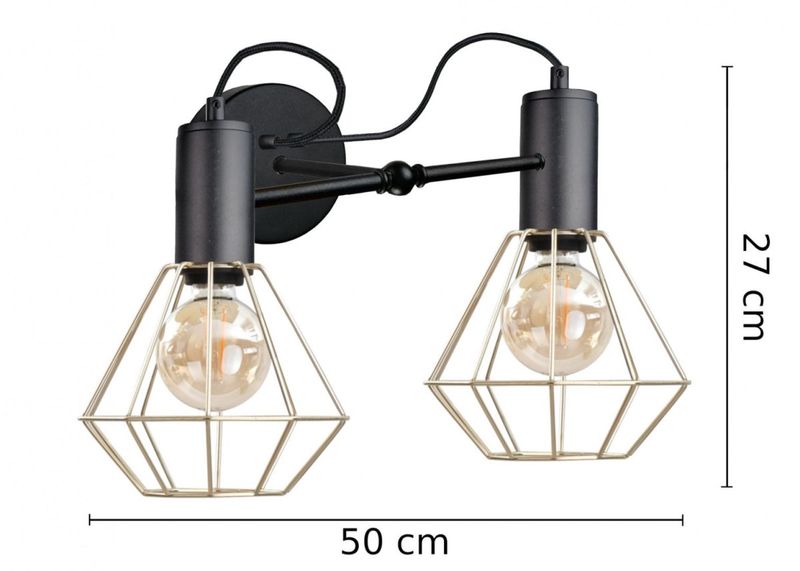 Kinkiet 2xE27 LARS BLACK/GOLD zdjęcie 3