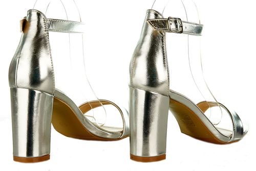 Sandały na obcasie słupku 8,5 cm. srebrne Rozmiar obuwia - 39 na Arena.pl
