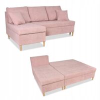 Narożnik Wigo rozkładany z funkcją spania Family Meble welur różowy