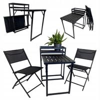 ZESTAW MEBLI OGRODOWYCH BALKON TARAS STÓŁ MALE + 2x KRZESŁA LOBOS CZARNE