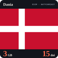 Karta eSIM Internet Dania 3 GB na 15 dni - bez rejestracji