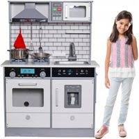 Kuchnia drewniana dla dzieci DUŻA kuchenka światło kostkarka