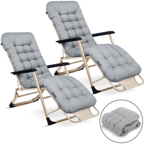 Leżak ogrodowy składany z poduszką Sofotel ChillWell zestaw 2 szt jasno szary na Arena.pl
