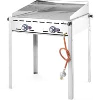 grill gazowy "green fire" 2 palniki 11,6kw z osłoną i półką - hendi 149508