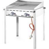grill gazowy "green fire" 2 palniki 11,6kw z osłoną i półką - hendi 149508