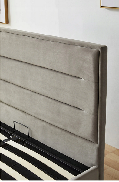 Łóżko tapicerowane szare welur stelaż pojemnik ERGO 140x200 zdjęcie 5