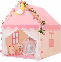 Namiot domek różowy z lampkami LED 130x120x105 cm