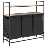 Kosz na pranie 3 przegrody z półkami, dąb sonoma