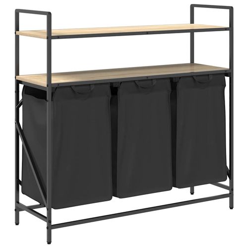 Kosz na pranie 3 przegrody z półkami, dąb sonoma na Arena.pl