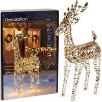 Renifer Święcący Złoty Zewnętrzny Ogrodowy Figurka Świąteczna 200 LED 80 cm