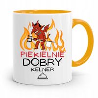 Dla Kelnera Kubek Żółty Piekielnie Dobry Kelner Z Nadrukiem Ze Zdjęciem