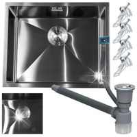 ZLEWOZMYWAK JEDNOKOMOROWY ZLEW KUCHENNY STALOWY 54x44 cm STAL INOX + SYFON