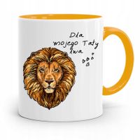 Kubek Żółty Prezent Na Dzień Ojca Dla Taty Lwa Z Nadrukiem Ze Zdjęciem