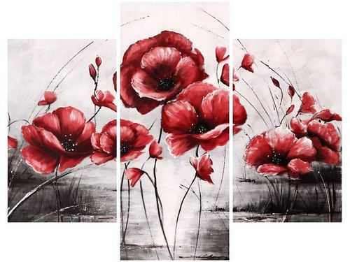 70 90CM OBRAZ 3 ELEM CZERWONE MAKI ŚCIENNY PŁÓTNO na Arena.pl