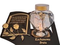 BRAT BRATU SOLARNY ZNICZ LAMPION NA GRÓB SERCE SZKŁO ZŁ SKOS SENTENCJA