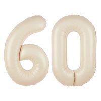 Balony foliowee liczba 60 kremowy 100 cm