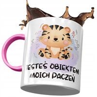 Kubek Różowy Z Tygryskiem Słodki Na Prezent Z Nadrukiem Ze Zdjęciem