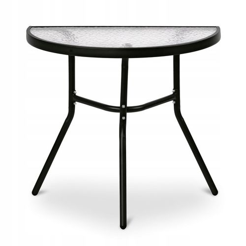 Stolik Metalowy Półokrągły ze Szklanym Blatem Hartowanym do Balkonu Taras na Arena.pl