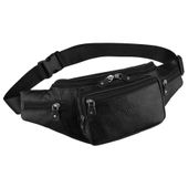 czarna, skórzana saszetka męska zamykana na suwak, jednokomorowa - rovicky