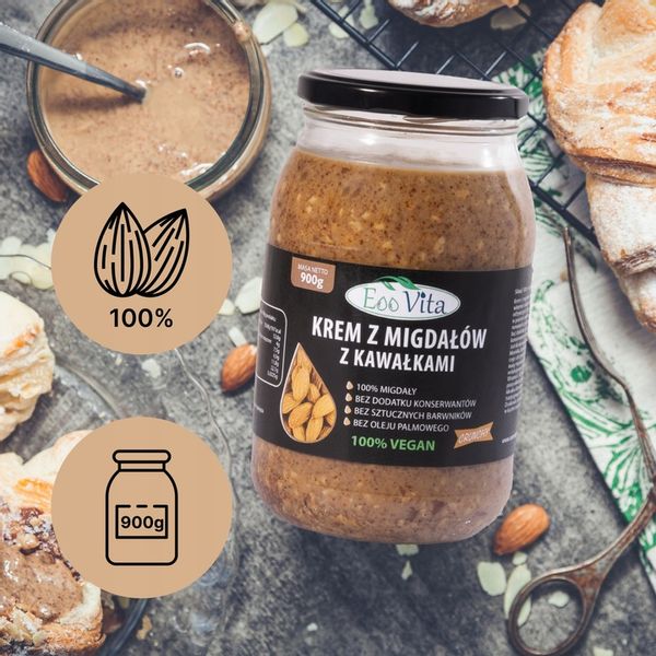 Pasta masło z migdałów migdałowe CRUNCH 900g zdjęcie 4