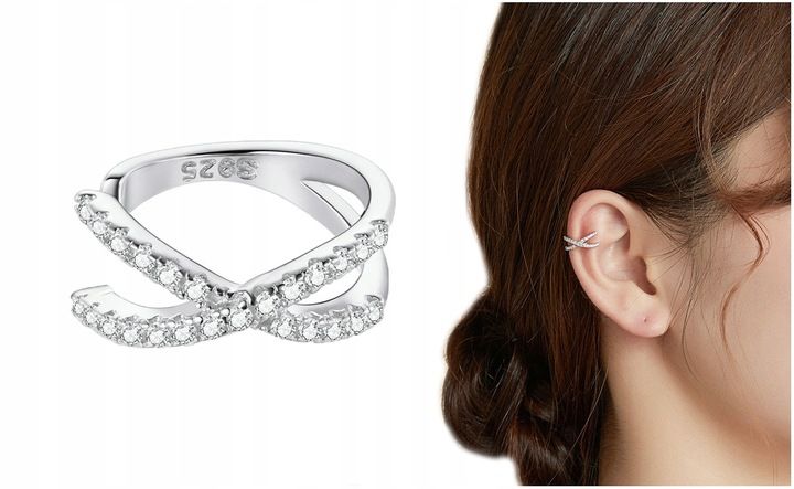 Kolczyk Nausznica Kolczyk Cyrkonie Kolczyk Srebro 925 zdjęcie 1