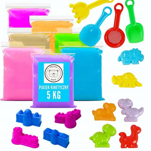 DUZY ZESTAW XXL PIASEK KINETYCZNY 5 KG BASEN ŁOPATKA PIASKOWNICA STATEK na Arena.pl