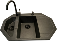 Zlewozmywak narożny ANTILA grafit + bateria LUNA