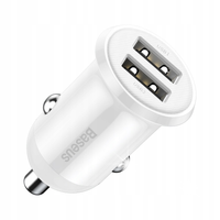 Ładowarka samochodowa Baseus Grain Pro 2x USB 4.8A (biała)