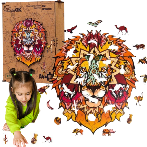 Puzzle Drewniane Eko 64 El. Lew Afrykański A4 Puza4-00706 zdjęcie 1