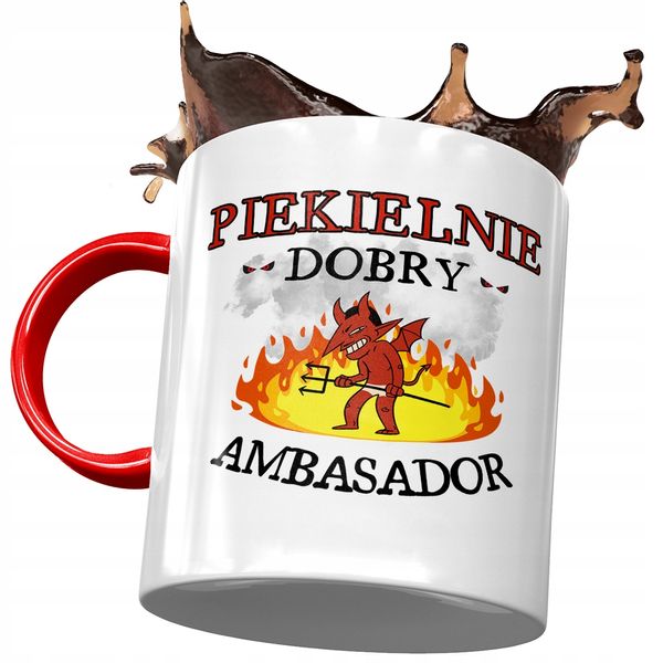 Kubek Czerwony Dla Ambasadora Piekielnie Dobry Z Nadrukiem Ze Zdjęciem zdjęcie 1