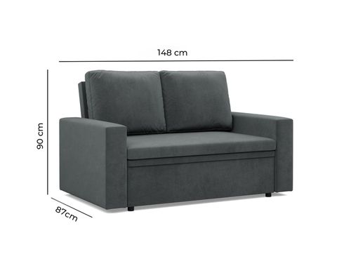 Sofa dwuosobowa, BLOM, Mikrofaza, 148x87x90 cm, szary | TYLETEGOTU na Arena.pl