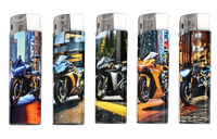 Zestaw 5 sztuk Klasycznych Zapalniczek Gazowych Piezo Sportowe Motocykle
