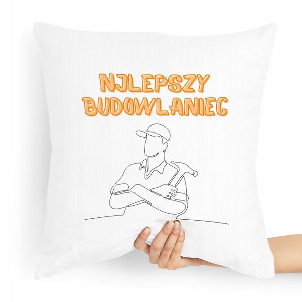 Poduszka Budowlańca Majstra Najlepszy Budowlaniec Z Nadrukiem Ze Zdjęciem zdjęcie 1