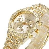 ZŁOTY ZEGAREK DAMSKI Z KRYSZTAŁAMI NA BRANSOLECIE 585 NA PREZENT DLA ŻONY