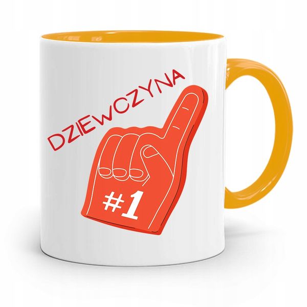 Kubek Żółty Dla Dziewczyny Dziewczyna Numer Jeden Z Nadrukiem Ze Zdjęciem zdjęcie 1