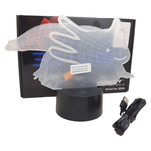 Lampka LED nocna aksolotl 3D akrylowa wielokolorow na Arena.pl