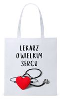 Dla Doktora Lekarza Torba Eco Biała Shopper Z Nadrukiem Ze Zdjęciem
