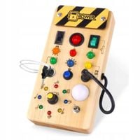 DREWNIANA TABLICA MANIPULACYJNA SENSORYCZNA WŁĄCZNIK ŚWIATŁA MONTESSORI LED