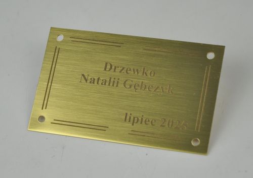 Tabliczka grawerowana z otworami na mocowanie z mosiądzu 18x9cm grubość 1mm na Arena.pl