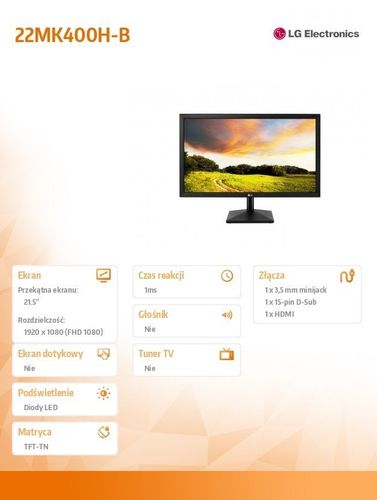 Monitor 21.5 22MK400H-B na Arena.pl