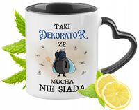 Dla Dekoratora Kubek Czarny Z Uszkiem W Kształcie Serca Na Prezent