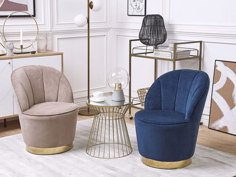 Fotel welurowy niebieski ALBY zdjęcie 2