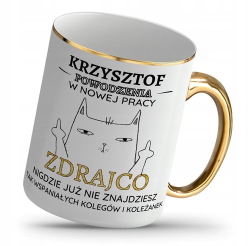 KUBEK ZŁOTY NA PREZENT POWODZENIA W NOWEJ PRACY ZDRAJCO + IMIĘ na Arena.pl