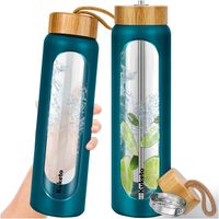 BUTELKA SZKLANA NA WODĘ NAPOJE ZE SŁOMKĄ SITKIEM SZCZELNA DUŻA BIDON 1,2L