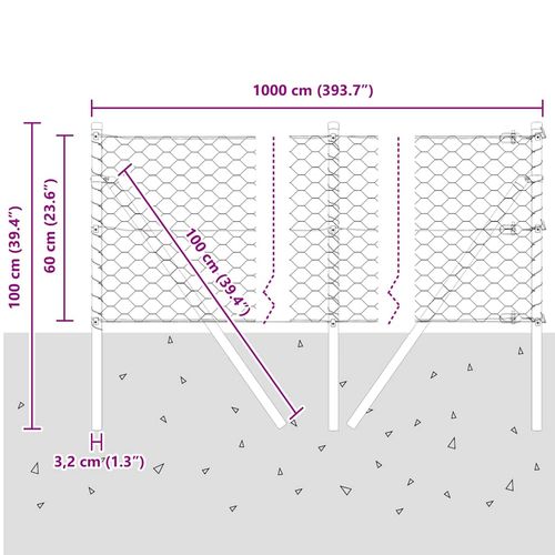 Ogrodzenie z słupkami Srebrny 0.6 x 10 m Stal pokryta PCV na Arena.pl