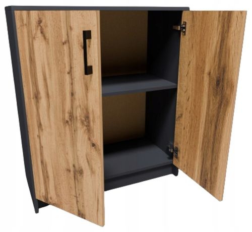 Komoda szafka 2D GRAFIT-WOTAN dwudrzwiowa regał antracyt ROB na Arena.pl