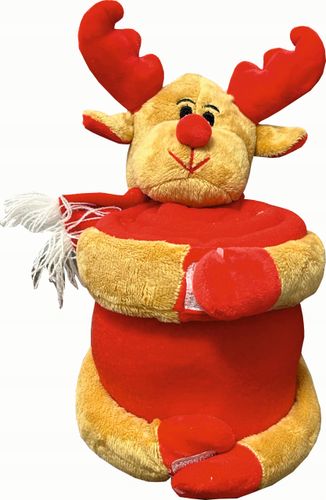 Pluszowy renifer z kocem polarowym z haftem PREZENT NA MIKOŁAJKI TWÓJ NAPIS na Arena.pl