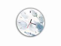 ZEGAR SZKLANY OKRĄGŁY - Niebieska roślina