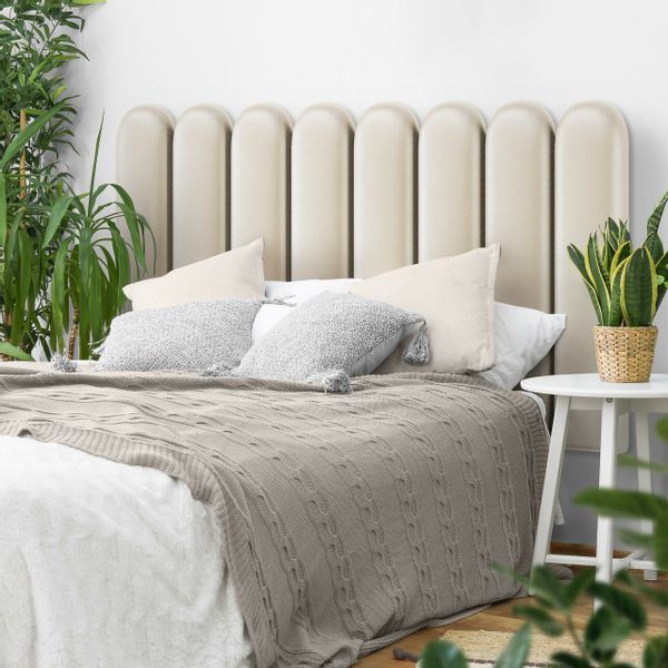 Panele Tapicerowane Na Ścianę Eko Skóra PŁOTEK Kremowy 80cm x 30cm zdjęcie 4