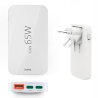 Podróżna szybka ładowarka składana Hama GaN 65W 2x USB-C 1x USB-A Biała